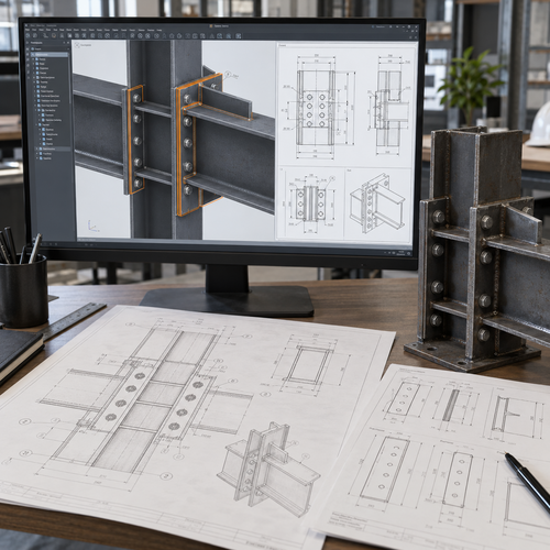 tekla-steel-connection-model-and-shop-drawings