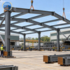 Industrial structural steel frame undergoing trial assembly in the factory yard