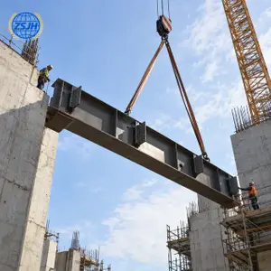 Export-ready heavy structural steel components arranged for overseas shipment