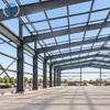 Installed structural steel frame for a manufacturing workshop building