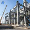Heavy structural steel columns and transfer girders installed in a power plant building